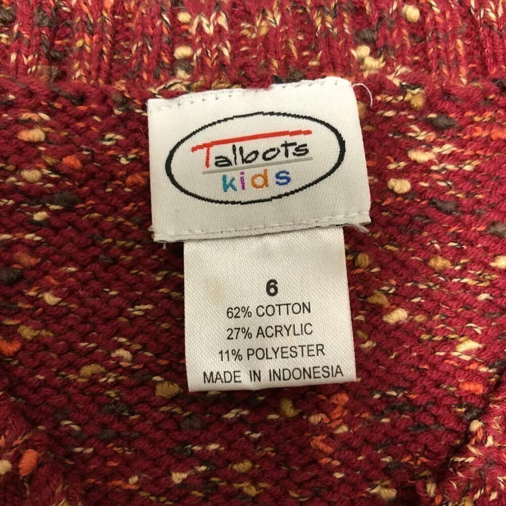 Vintage Talbots Kids Sweater Vest Boys Size 6 Multicolor Red Brown Knit Pullover